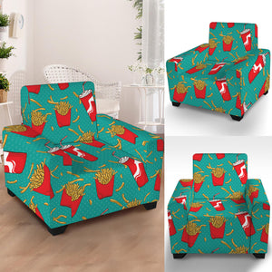 French Fries And Cola Pattern Print Armchair Slipcover