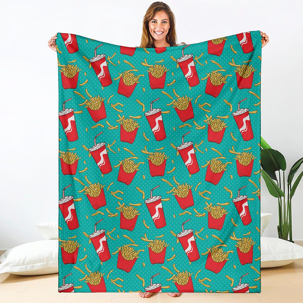 French Fries And Cola Pattern Print Blanket