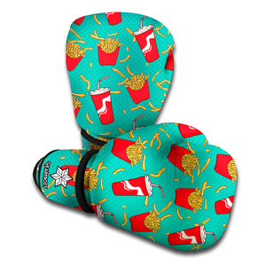 French Fries And Cola Pattern Print Boxing Gloves