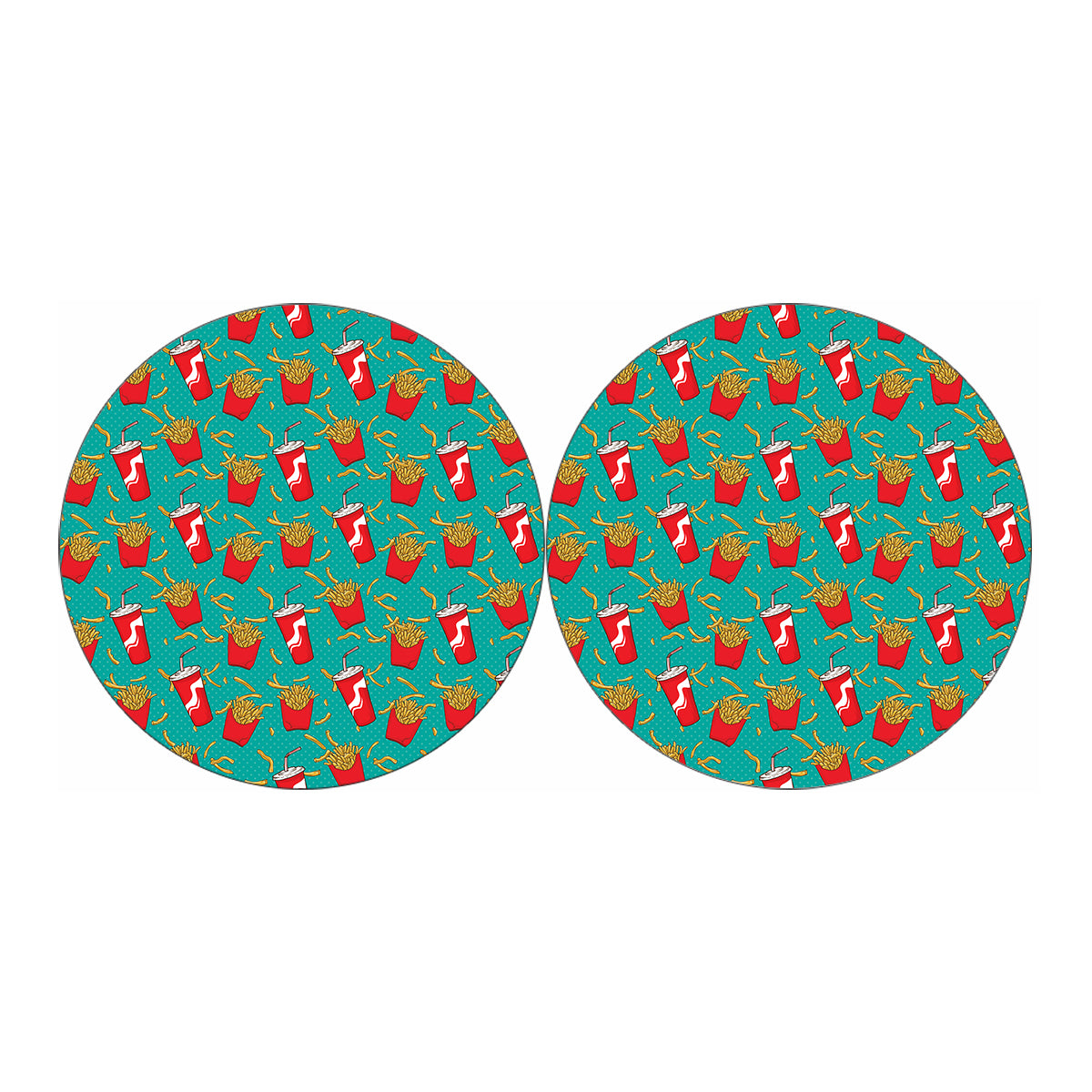 French Fries And Cola Pattern Print Car Coasters