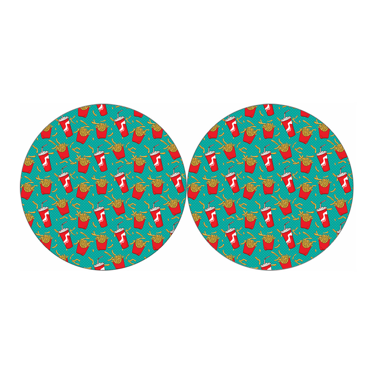 French Fries And Cola Pattern Print Car Coasters