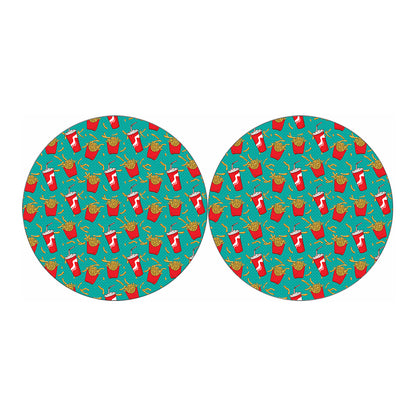 French Fries And Cola Pattern Print Car Coasters