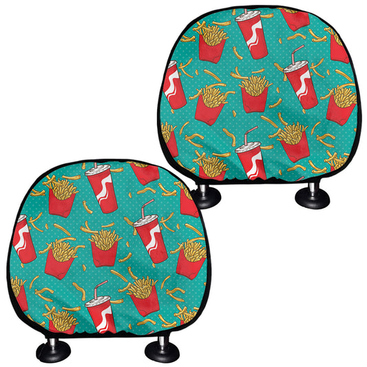 French Fries And Cola Pattern Print Car Headrest Covers