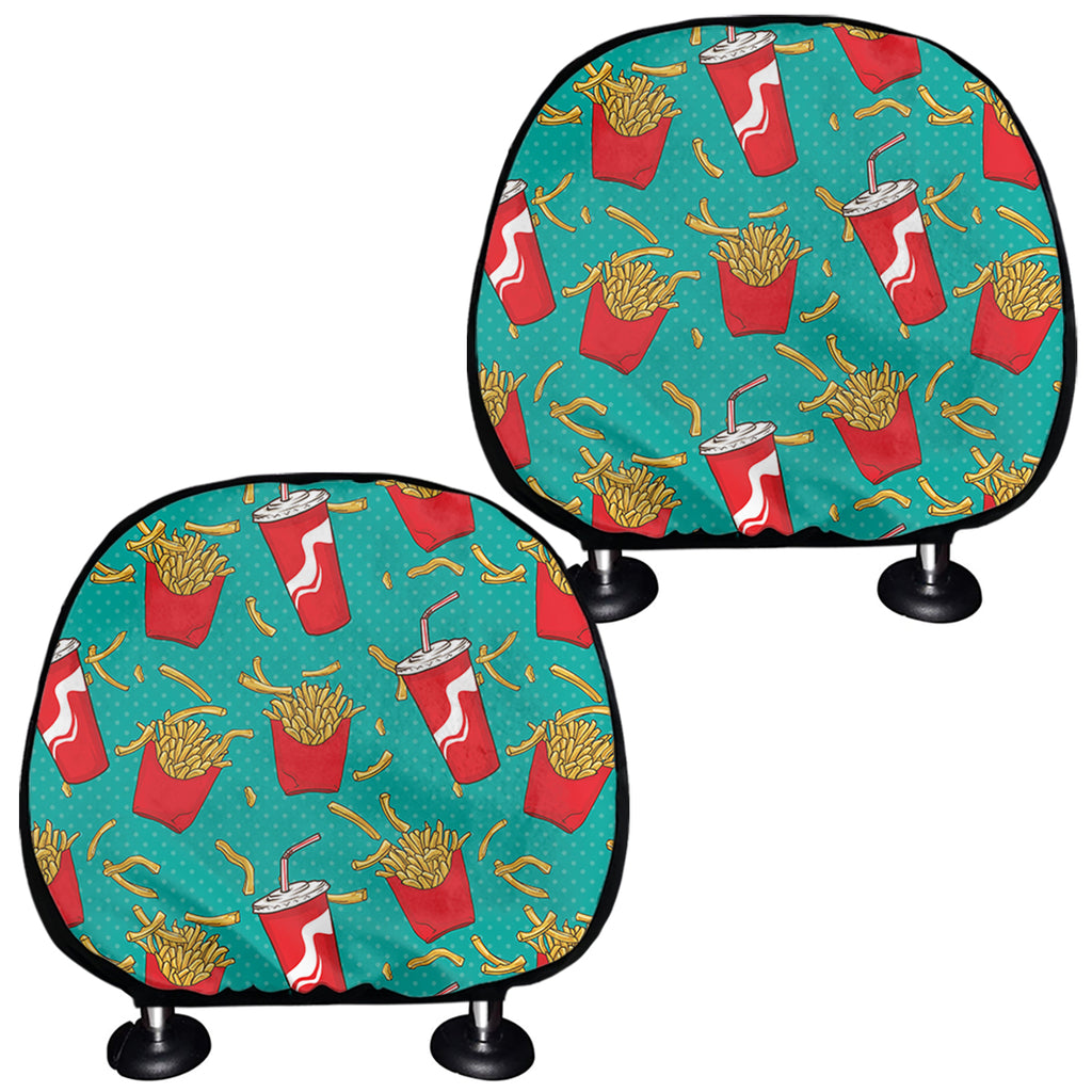 French Fries And Cola Pattern Print Car Headrest Covers