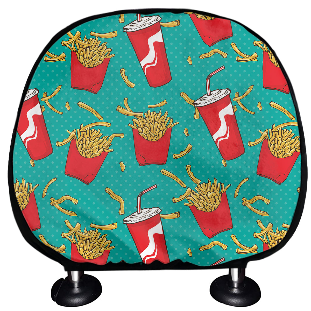 French Fries And Cola Pattern Print Car Headrest Covers