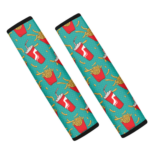 French Fries And Cola Pattern Print Car Seat Belt Covers