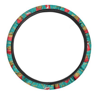 French Fries And Cola Pattern Print Car Steering Wheel Cover