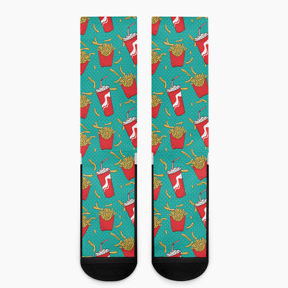 French Fries And Cola Pattern Print Crew Socks
