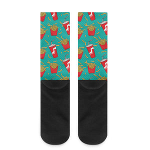 French Fries And Cola Pattern Print Crew Socks