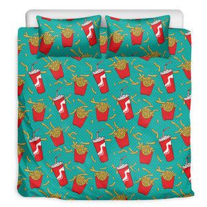 French Fries And Cola Pattern Print Duvet Cover Bedding Set