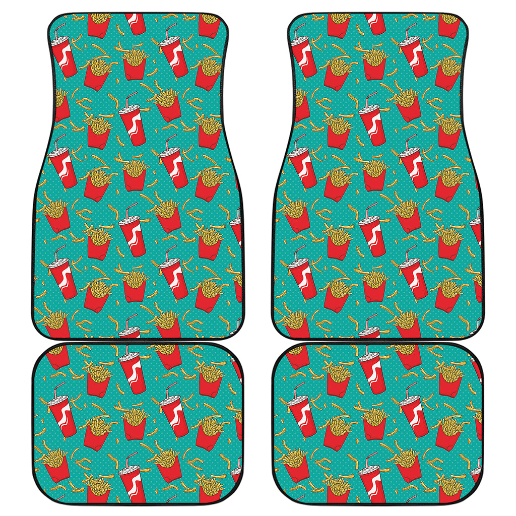 French Fries And Cola Pattern Print Front and Back Car Floor Mats