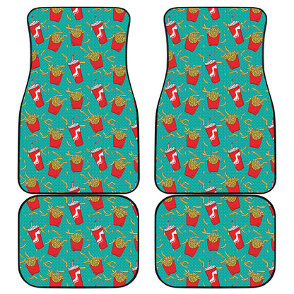 French Fries And Cola Pattern Print Front and Back Car Floor Mats