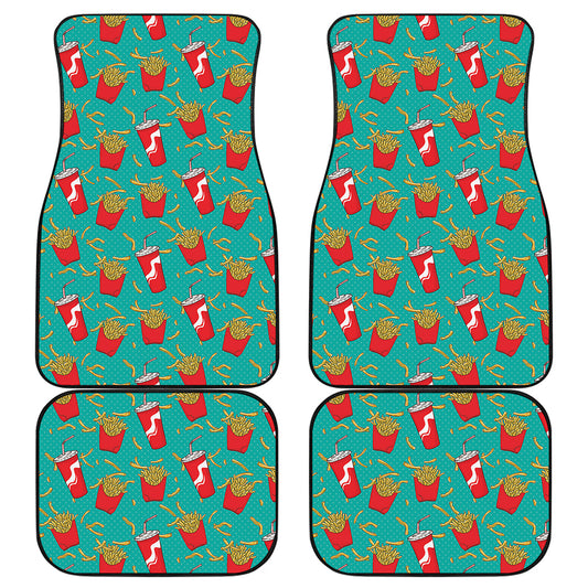 French Fries And Cola Pattern Print Front and Back Car Floor Mats