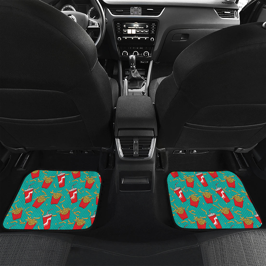 French Fries And Cola Pattern Print Front and Back Car Floor Mats