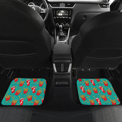 French Fries And Cola Pattern Print Front and Back Car Floor Mats
