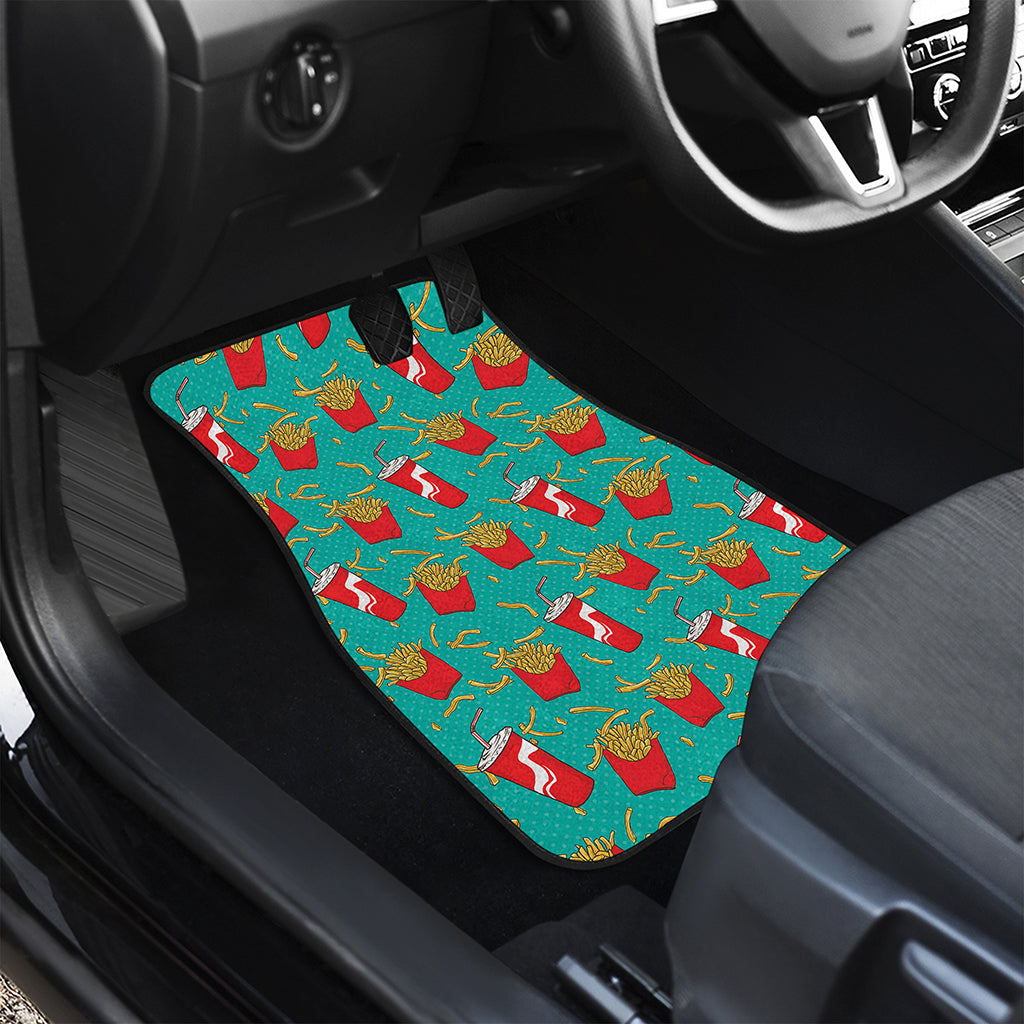 French Fries And Cola Pattern Print Front and Back Car Floor Mats