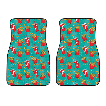 French Fries And Cola Pattern Print Front Car Floor Mats
