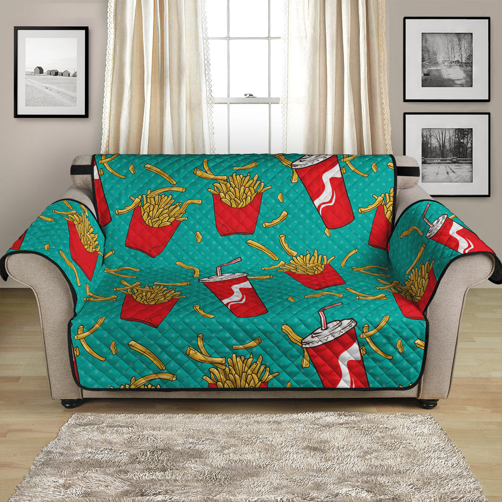 French Fries And Cola Pattern Print Loveseat Protector