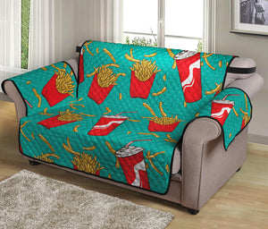 French Fries And Cola Pattern Print Loveseat Protector