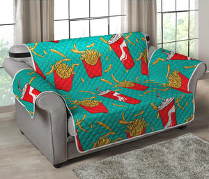 French Fries And Cola Pattern Print Loveseat Protector