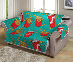 French Fries And Cola Pattern Print Loveseat Protector