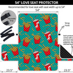 French Fries And Cola Pattern Print Loveseat Protector