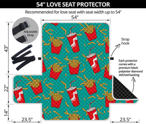 French Fries And Cola Pattern Print Loveseat Protector