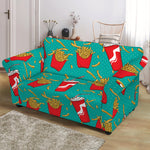 French Fries And Cola Pattern Print Loveseat Slipcover