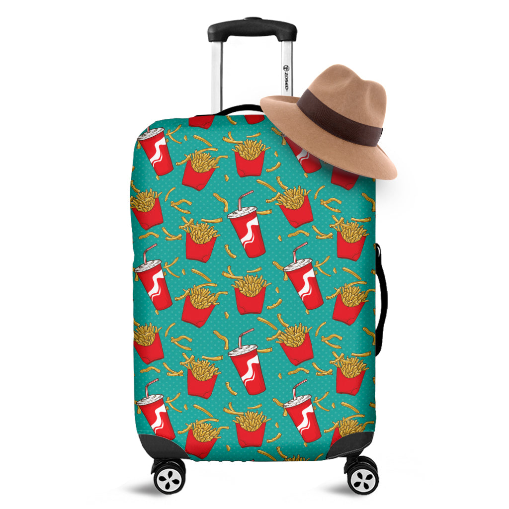 French Fries And Cola Pattern Print Luggage Cover