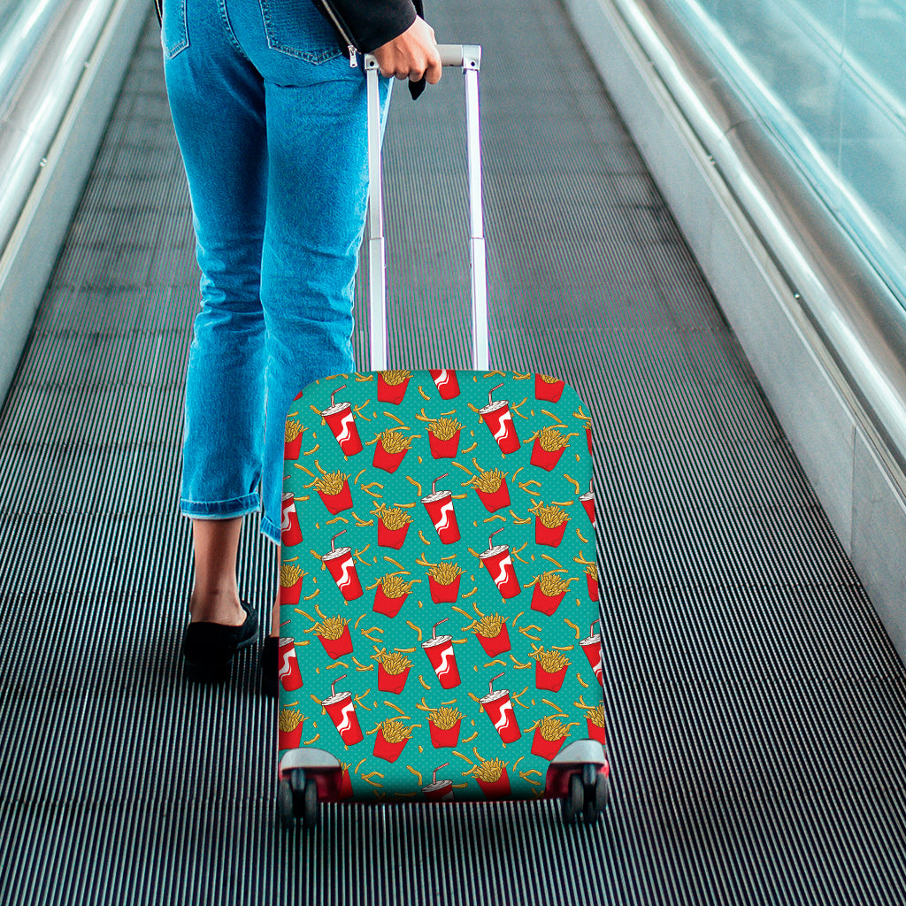 French Fries And Cola Pattern Print Luggage Cover