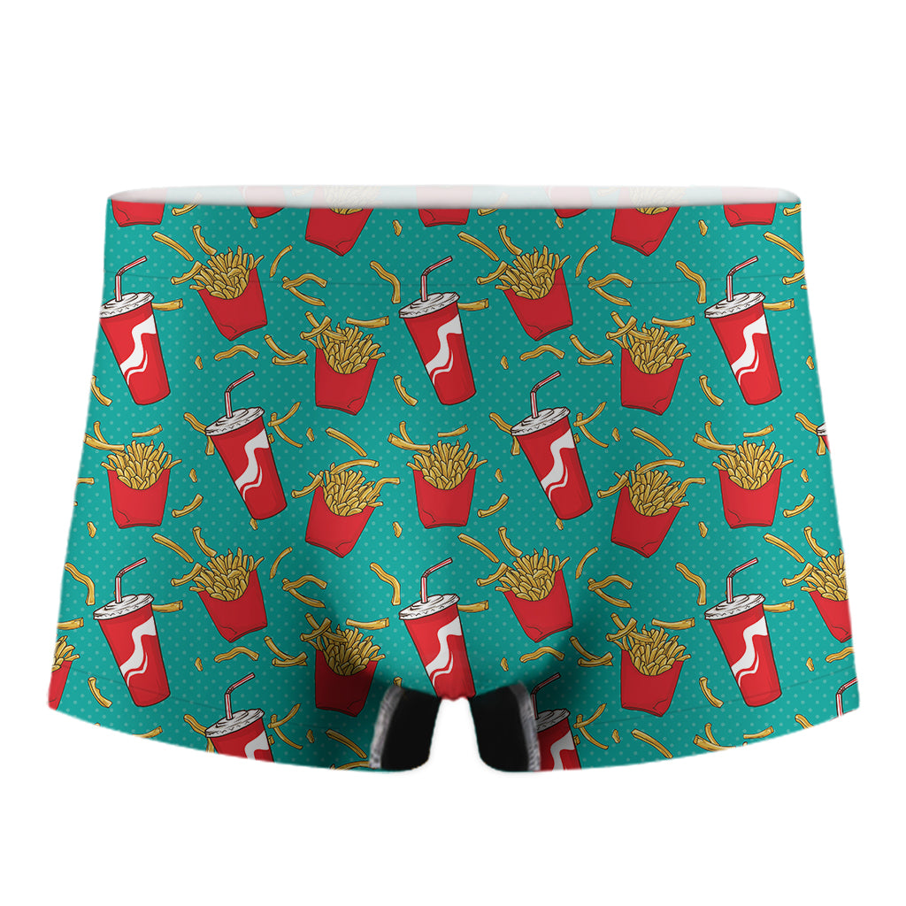 French Fries And Cola Pattern Print Men's Boxer Briefs