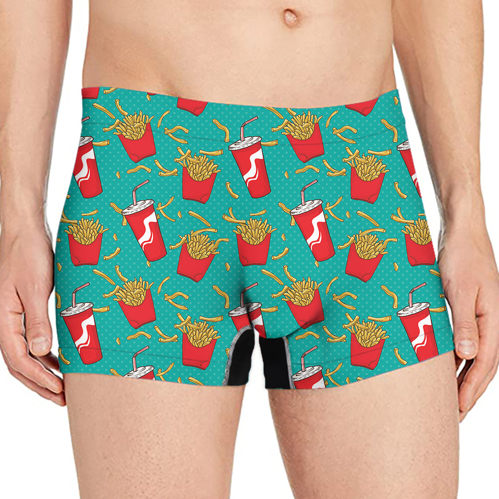 French Fries And Cola Pattern Print Men's Boxer Briefs