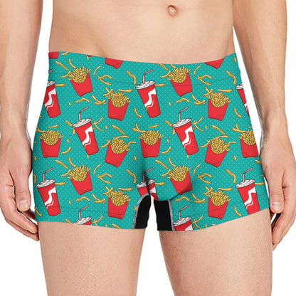 French Fries And Cola Pattern Print Men's Boxer Briefs
