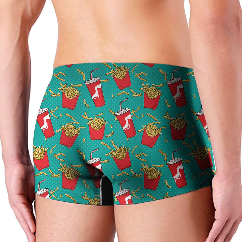 French Fries And Cola Pattern Print Men's Boxer Briefs