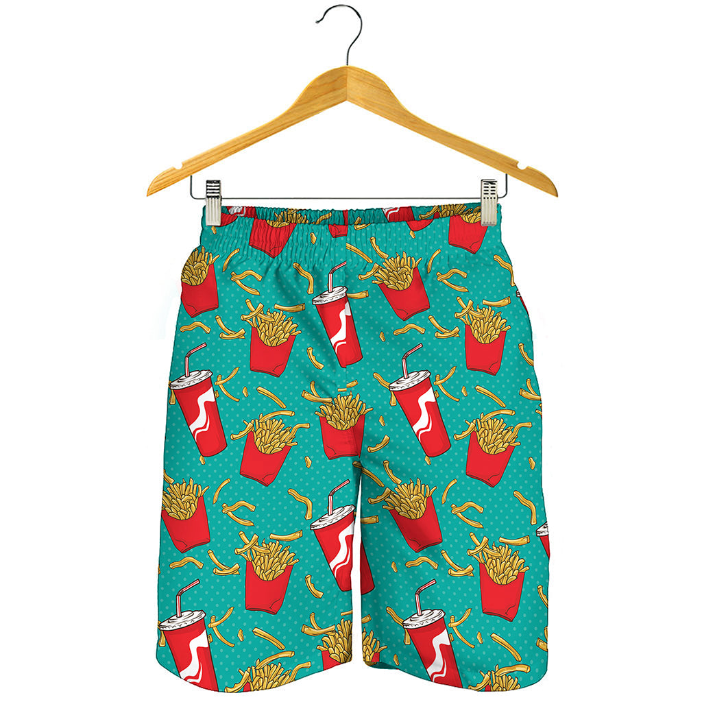 French Fries And Cola Pattern Print Men's Shorts