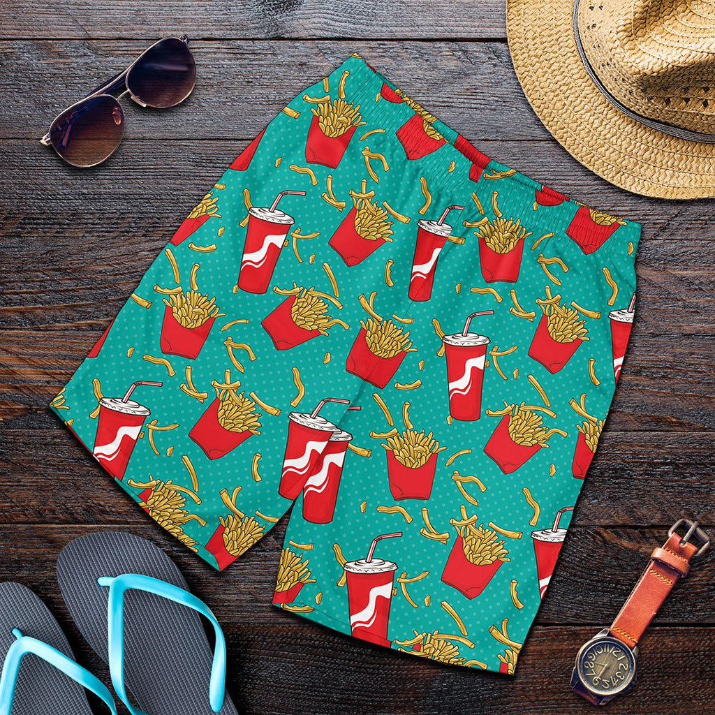 French Fries And Cola Pattern Print Men's Shorts