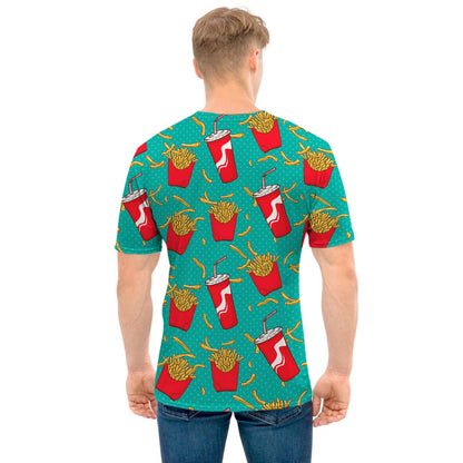 French Fries And Cola Pattern Print Men's T-Shirt