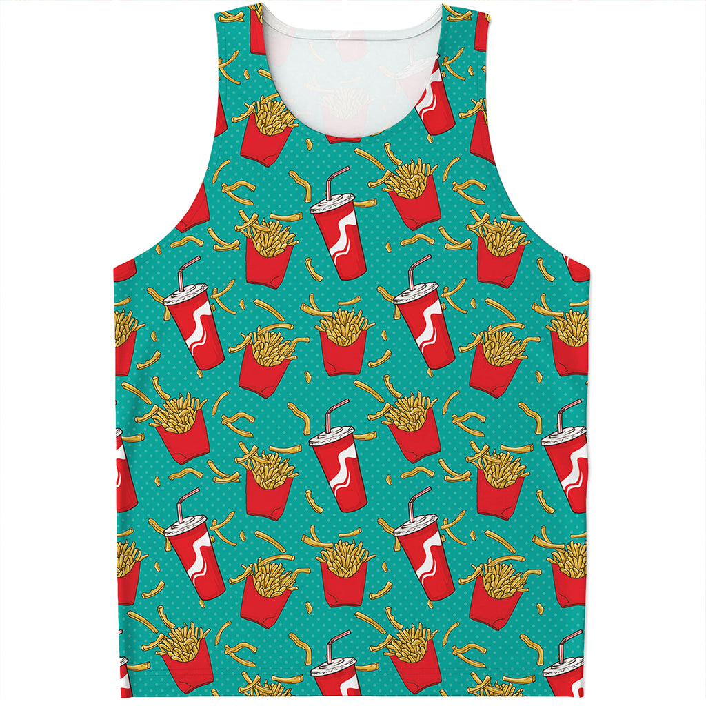 French Fries And Cola Pattern Print Men's Tank Top