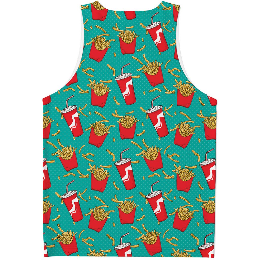 French Fries And Cola Pattern Print Men's Tank Top