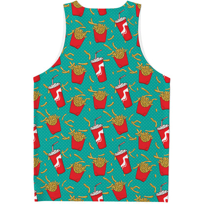 French Fries And Cola Pattern Print Men's Tank Top