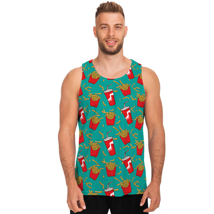 French Fries And Cola Pattern Print Men's Tank Top