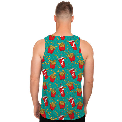 French Fries And Cola Pattern Print Men's Tank Top