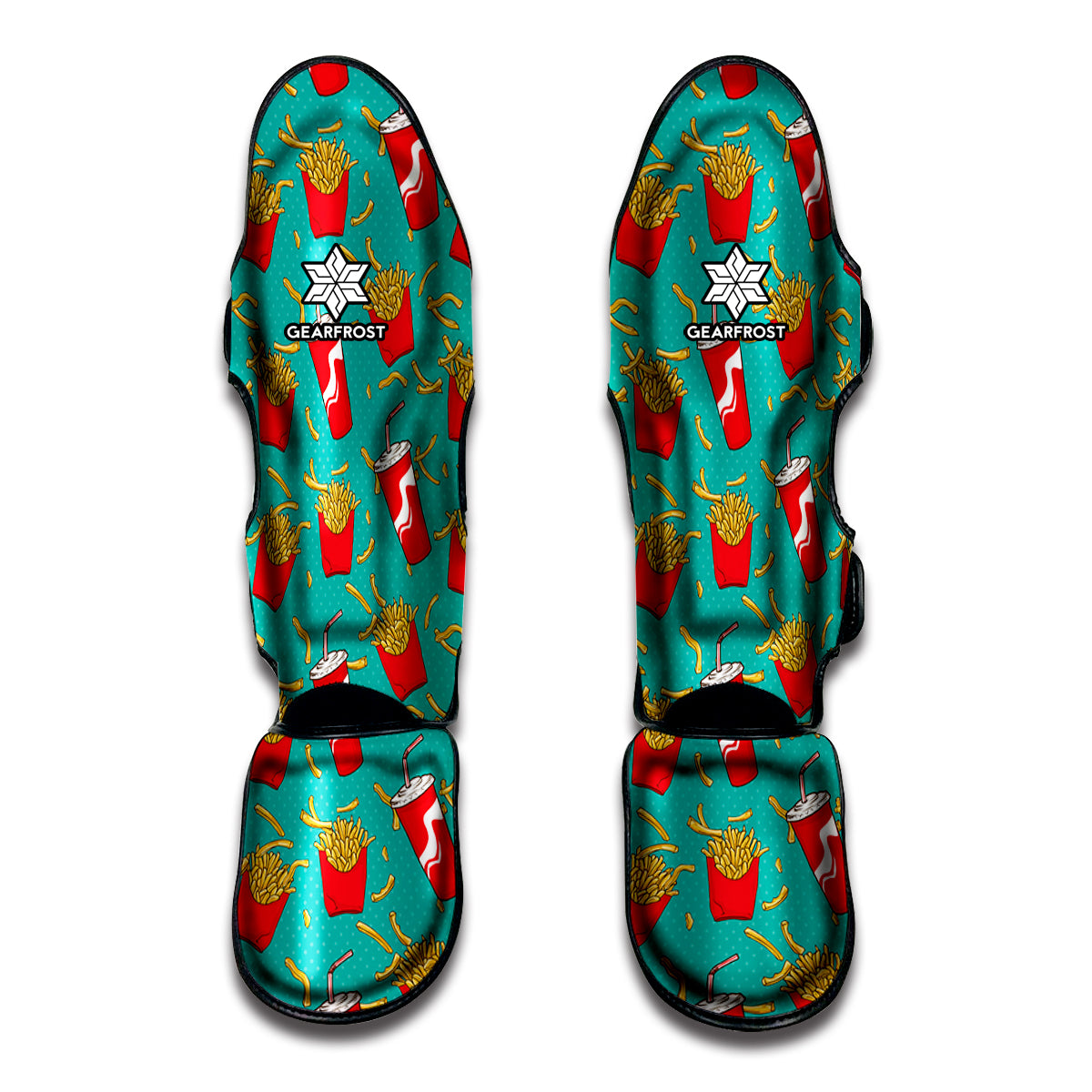 French Fries And Cola Pattern Print Muay Thai Shin Guard