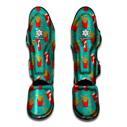 French Fries And Cola Pattern Print Muay Thai Shin Guard