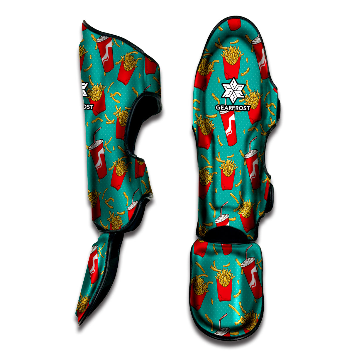French Fries And Cola Pattern Print Muay Thai Shin Guard