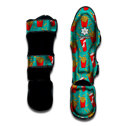 French Fries And Cola Pattern Print Muay Thai Shin Guard