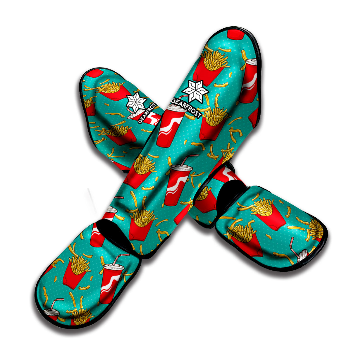 French Fries And Cola Pattern Print Muay Thai Shin Guard