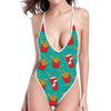 French Fries And Cola Pattern Print One Piece High Cut Swimsuit