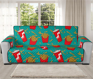 French Fries And Cola Pattern Print Oversized Sofa Protector