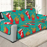 French Fries And Cola Pattern Print Oversized Sofa Protector